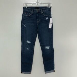 Hudson Natalie Mid Rise Slim Boyfriend Crop Jeans Distressed New 24